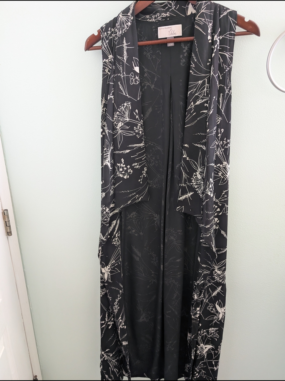 Ulla Johnson Black Floral Sleeveless Duster Vest